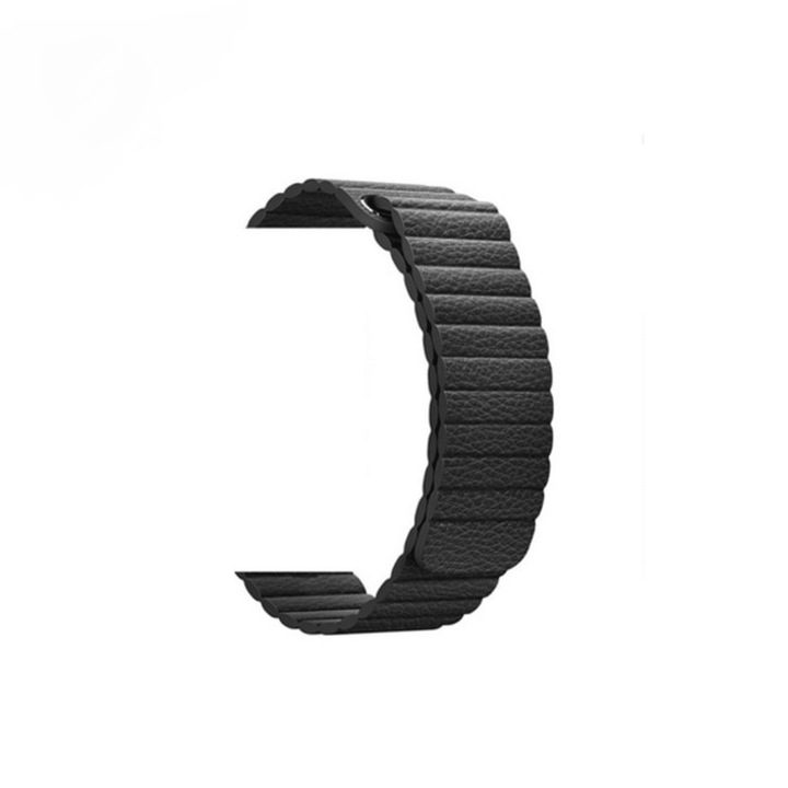 Curea neagra din piele Loop pentru Apple Watch 42mm Series 1 / 2 / 3 / 4 versiunea 44mm