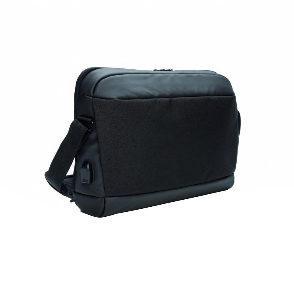 Geanta laptop 15.6 inch, RFID, USB, fara PVC, XD by AleXer, JU012, poliester, poliuretan, negru, breloc inclus