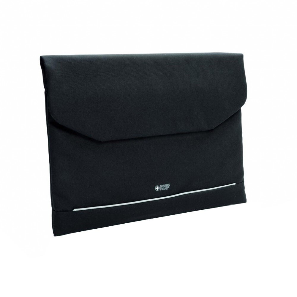 Geanta laptop 15.6 inch, RFID, fara PVC, Swiss Peak by AleXer, JU011, poliester, negru, breloc inclus