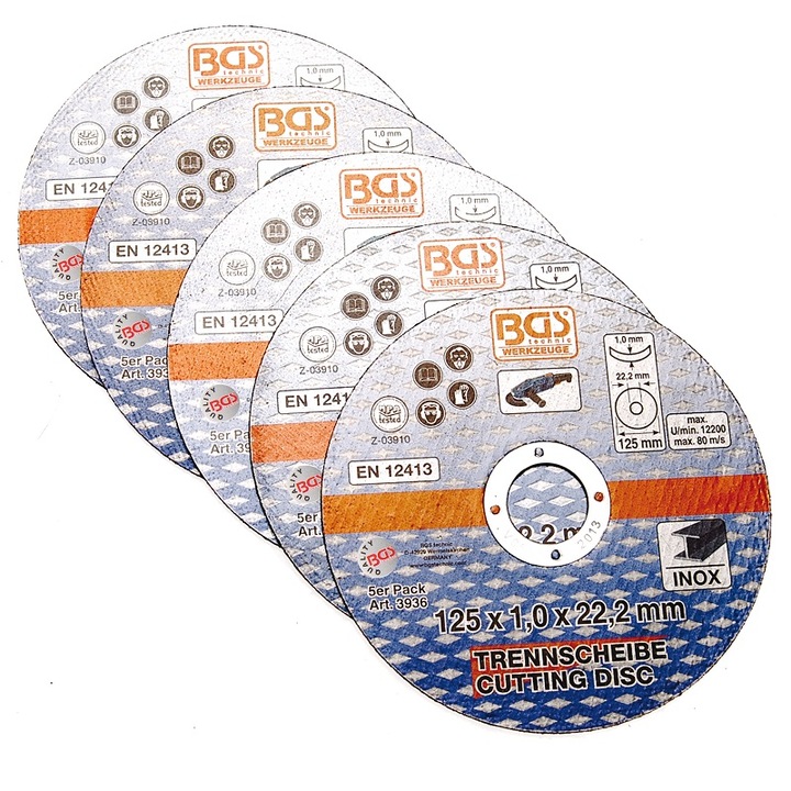 BGS Technic vágótárcsa készlet, 5 db, 125 x 1.0 x 22.2 mm