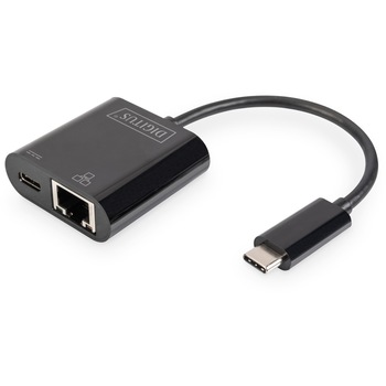 Adaptor USB 3.0 - Ethernet Gigabit, Type C+Power Delivery, Digitus Adaptor USB 3.0 - Ethernet Gigabit, Type C+Power Delivery, Digitus