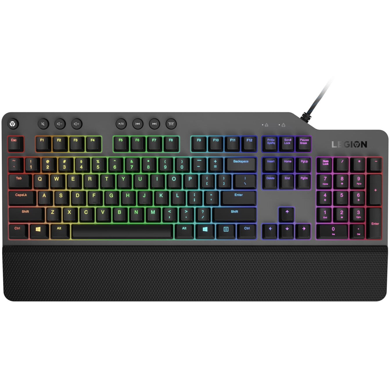 Tastatura gaming mecanica Lenovo Legion K500, iluminare RGB, switch Red, taste multimedia, Iron Grey