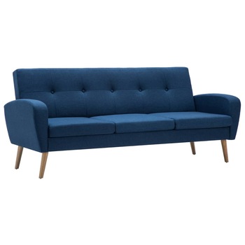 Canapea cu 3 locuri, vidaXL, Tapiterie textila, cadru lemn, Albastru, 186 x 71 x 79 cm Canapea cu 3 locuri, vidaXL, Tapiterie textila, cadru lemn, Albastru, 186 x 71 x 79 cm