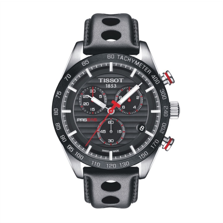 Ceas Tissot T100.417.16.051.00, PRS516, barbatesc, negru, cronograf