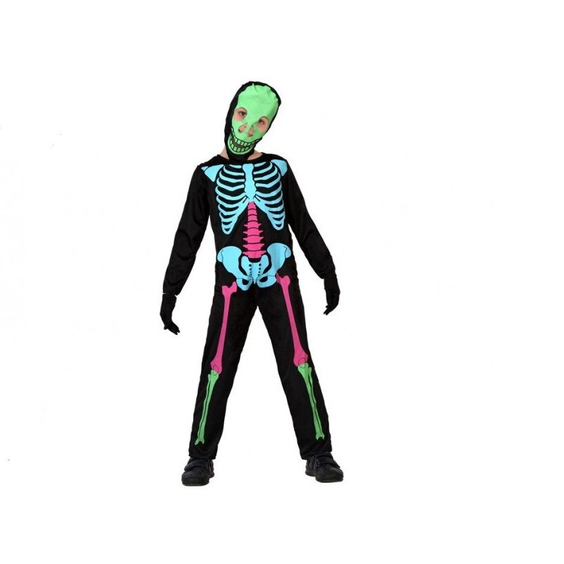 Costum halloween baiati schelet colorat, 5-6ani, Funny Party Shop