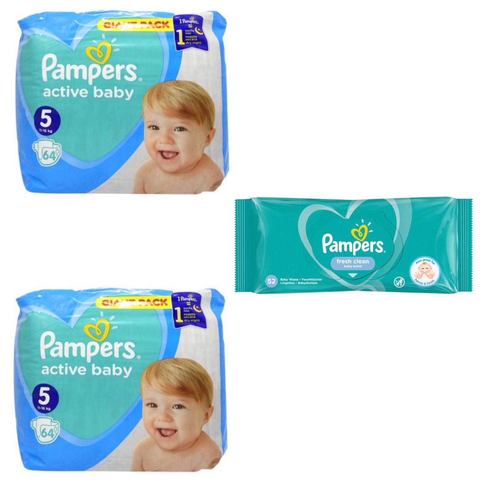 fracture consumption Ruckus Pachet 2 x Scutece Pampers Active Baby nr. 5, 11-16 kg, 64 buc + Servetele  umede Pampers Fresh Clean, 1 x 52buc - eMAG.ro