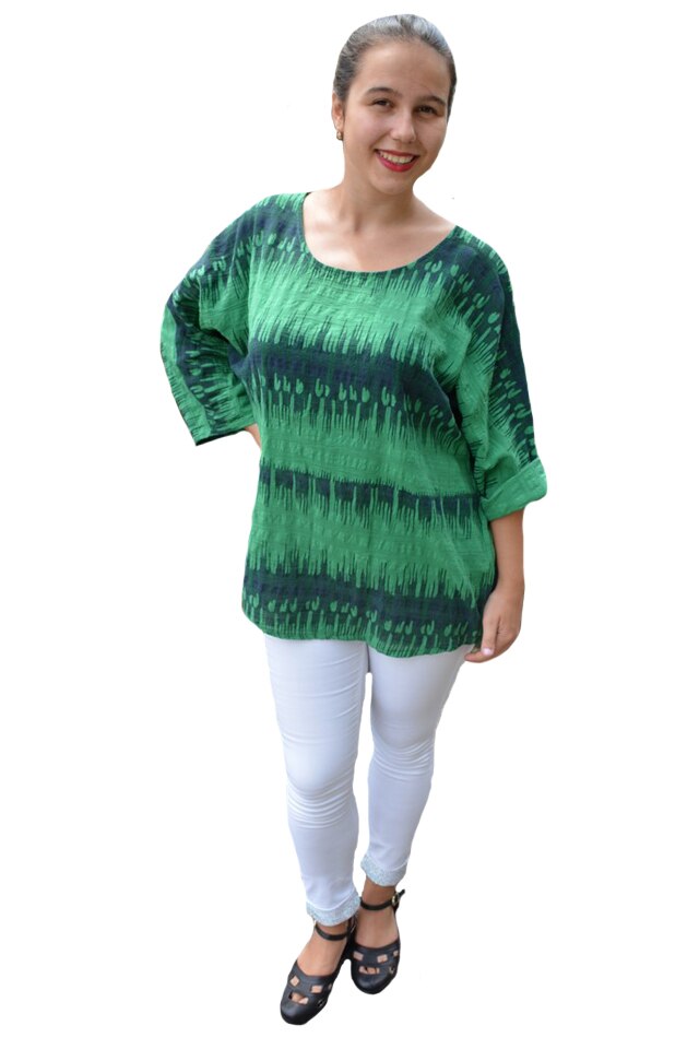 Bluza dama Diana ,croi lejer cu imprimeu painted ,D&J Exclussive, Verde