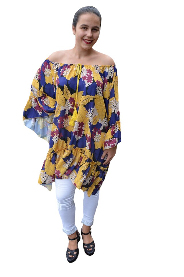 Bluza vaporoasa Maya cu imprimeu camp flower si volanase,D&J Exclussive, Multicolor