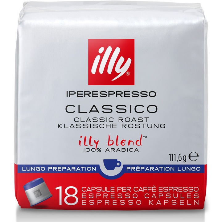 Cafea capsule, illy Iperespresso classico lungo, 18 buc, 111.6 g