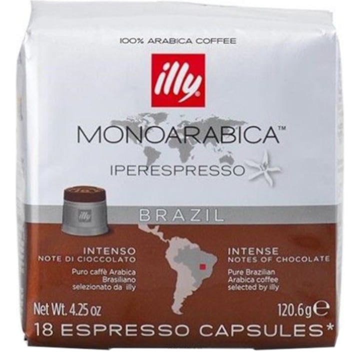 Capsule cafea Illy Iperespresso Monoarabica Brazilia, 18 capsule, 120.6 gr