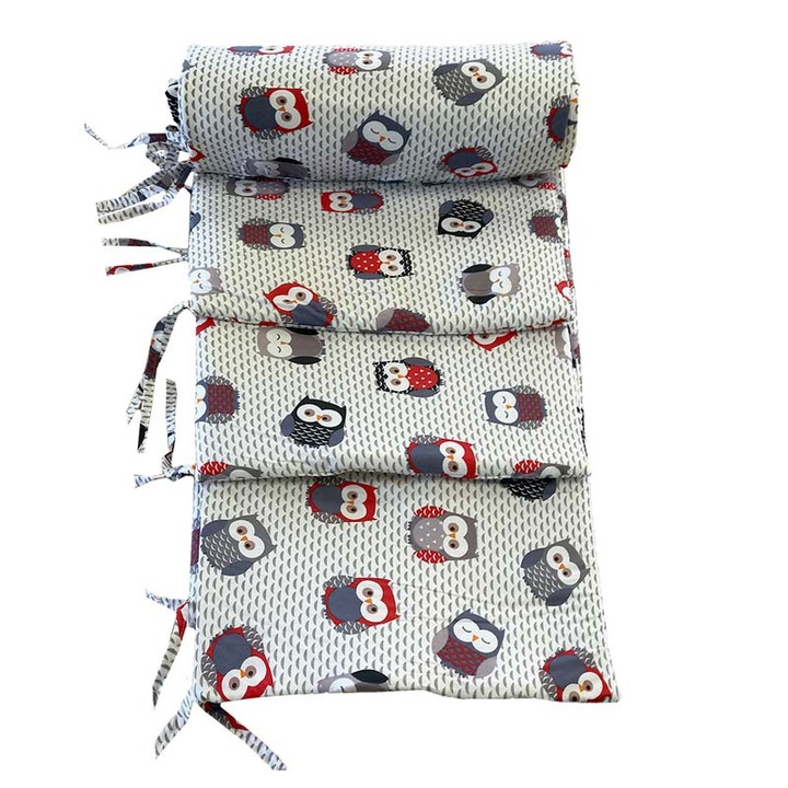 Aparatoare protectii laterale pat pufoase 120x60, Bufnite