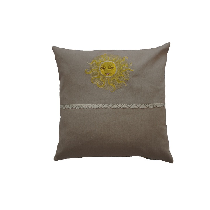 Perna decorativa 40 X 40 , Tyana Accesorii, cu broderie Soare