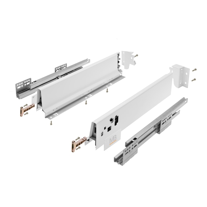 Sertar cu amortizare, laterale metalice, ModernBox L= 550 mm, h=83 mm, mic, alb