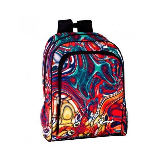 Ghiozdan de scoala Perona, Universal, 2 compartimente, 41 cm, Multicolor