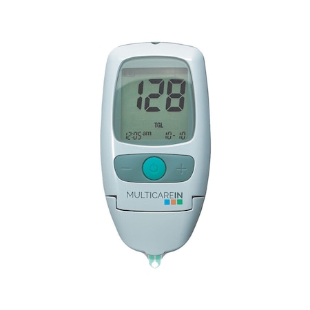 Analizor glicemie, colesterol si triglicerire, Multicare IN model 2020, cu memorie si 5 teste colesterol incluse
