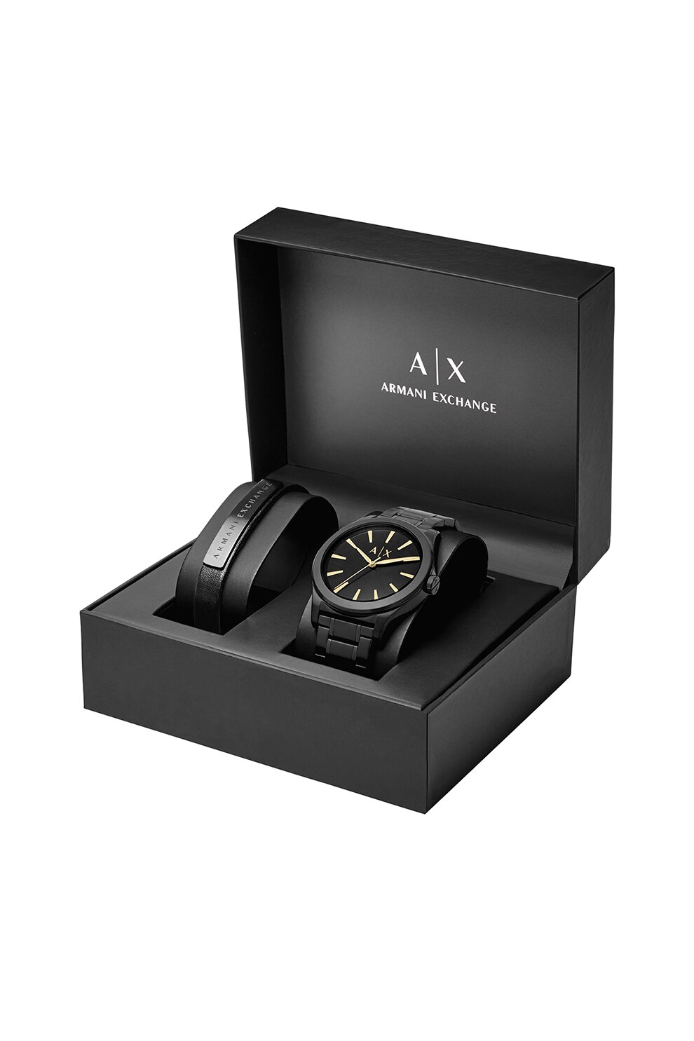 ARMANI EXCHANGE, Set de ceas si bratara, Negru
