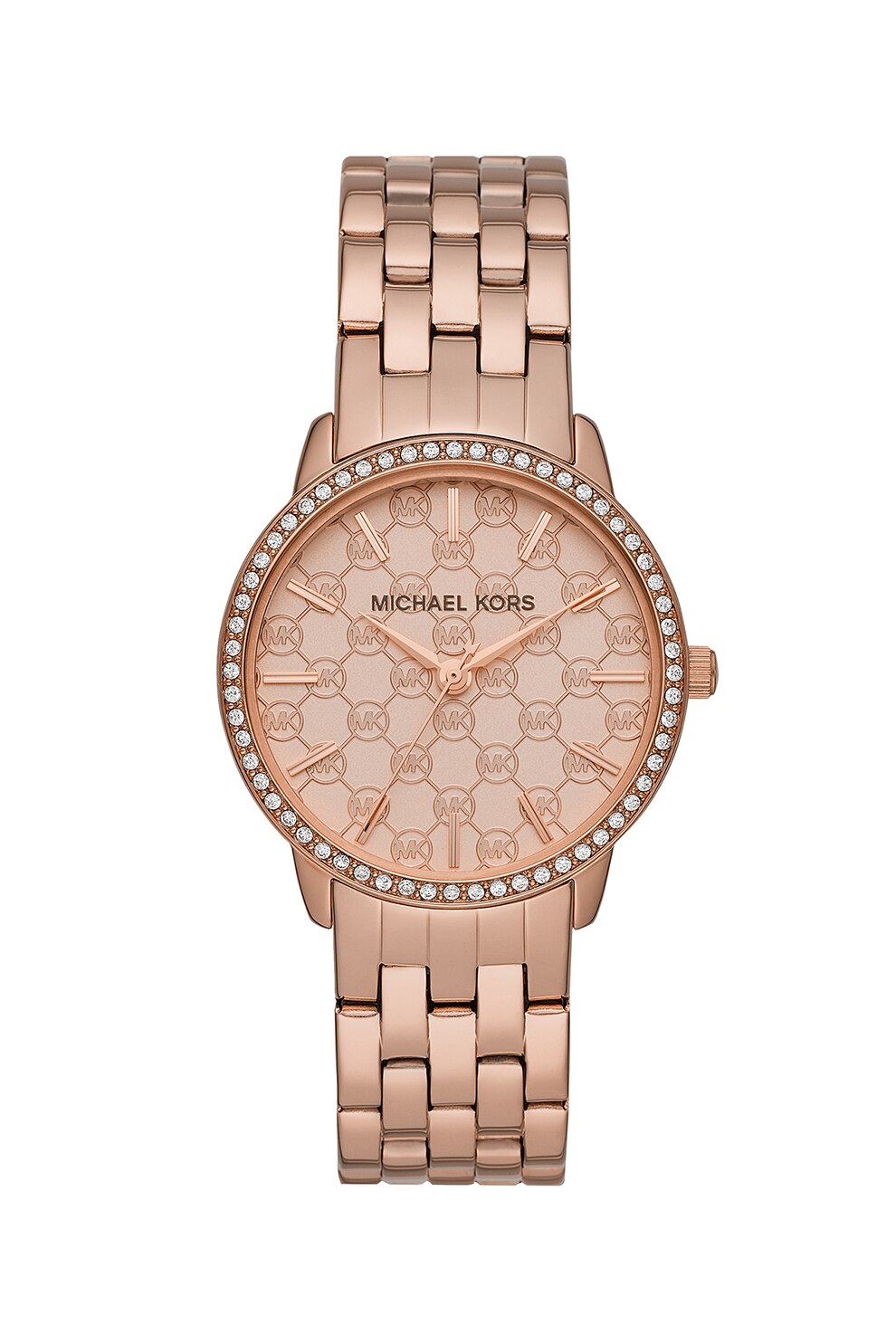 Michael Kors, Ceas cu bratara metalica si cristale, Auriu rose