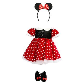 Rochie botez, model Minnie, culoare rosie, varsta 0-3 luni Rochie botez, model Minnie, culoare rosie, varsta 0-3 luni