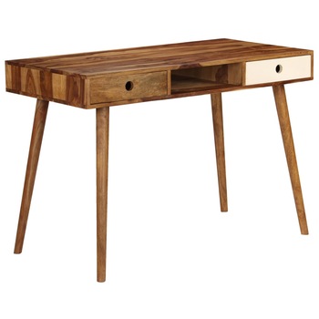 Birou de scris cu 2 sertare, vidaXL, Lemn de palisandru, Alb, 110 x 55 x 76 cm Birou de scris cu 2 sertare, vidaXL, Lemn de palisandru, Alb, 110 x 55 x 76 cm