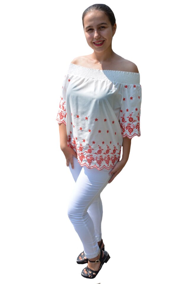 Bluza Andelie, tip ie, model brodat, D&J Exclussive, Alb