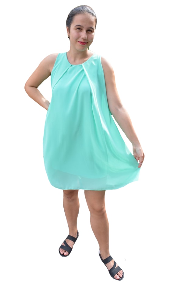 Rochie fashion de vara din material vaporos , D&J Exclusive, Turcoaz