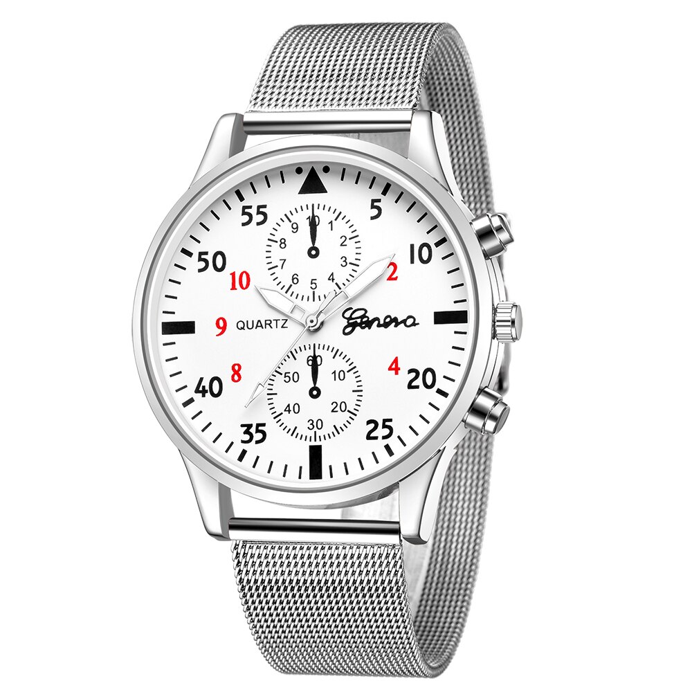 Ceas UNISEX casual, elegant Quartz Geneva G197, curea metal, alb