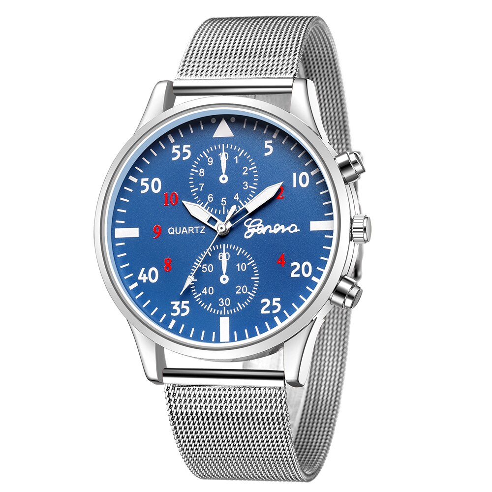 Ceas UNISEX casual, elegant Quartz Geneva G197, curea metal, albastru