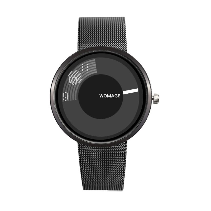 Ceas UNISEX casual, elegant Womage Geneva W254, curea metal, negru