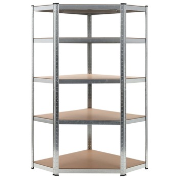 Raft depozitare, vidaXL, Otel si MDF, 90 x 90 x 180 cm, Argintiu Raft depozitare, vidaXL, Otel si MDF, 90 x 90 x 180 cm, Argintiu