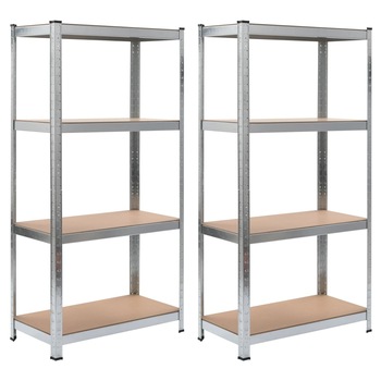 Set de 2 rafturi de depozitare, vidaXL, Otel si MDF, Argintiu, 80 x 40 x 160 cm Set de 2 rafturi de depozitare, vidaXL, Otel si MDF, Argintiu, 80 x 40 x 160 cm