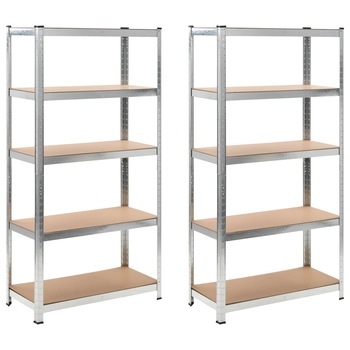 Set de 2 rafturi de depozitare, vidaXL, MDF, Maro, 90 x 40 x 180 cm Set de 2 rafturi de depozitare, vidaXL, MDF, Maro, 90 x 40 x 180 cm