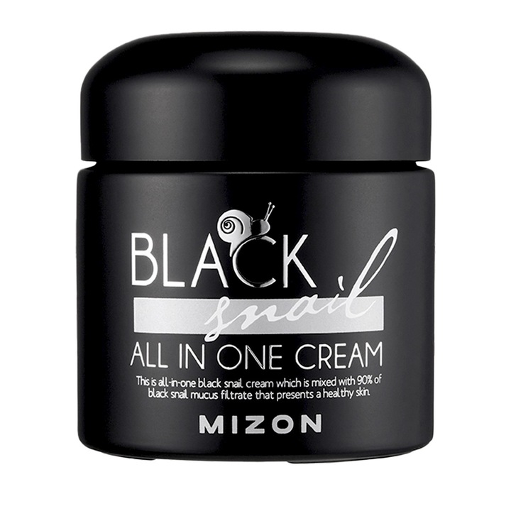 Crema multifunctionala antirid reparatoare cu 90% secretie melc, Black Snail All In One Cream, Mizon, 75 ml