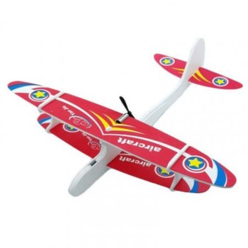 Avion planor din polistiren cu elice si lumina LED , incarcare USB , lungime 28 cm , Alb / Rosu , Robentoys Avion planor din polistiren cu elice si lumina LED , incarcare USB , lungime 28 cm , Alb / Rosu , Robentoys
