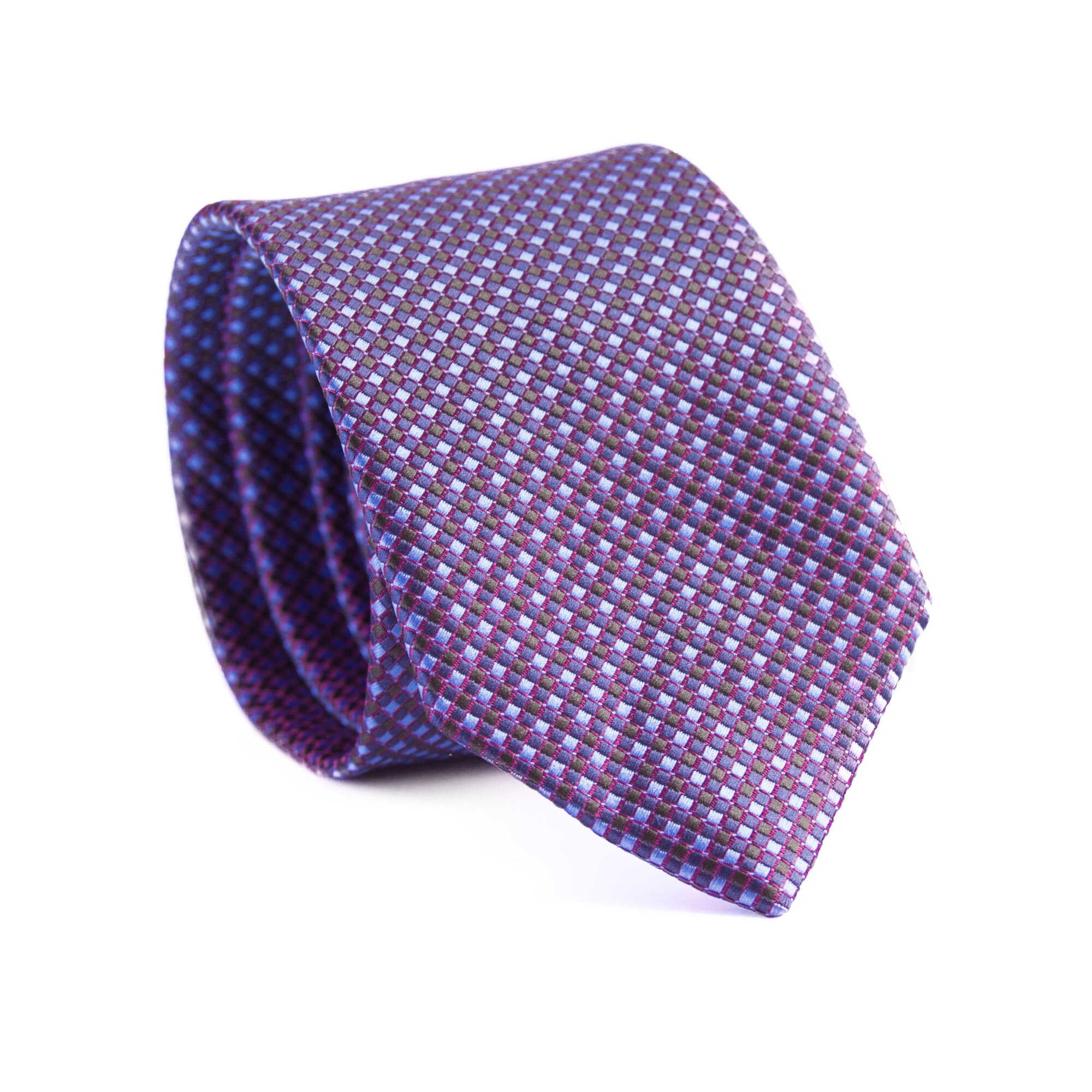 Cravata cu aspect texturat, Newtone, Indigo si romburi violet