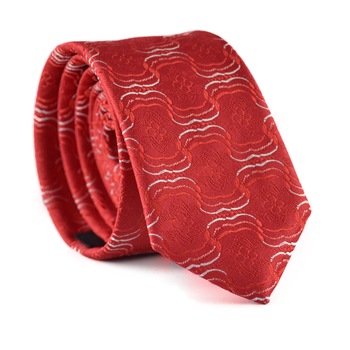 Cravata cu aspect texturat, Newtone, Rosu cu motive florale subtile rosii si argintii Cravata cu aspect texturat, Newtone, Rosu cu motive florale subtile rosii si argintii