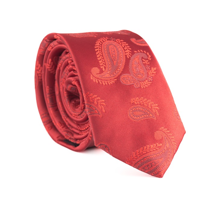 Cravata, Newtone, Rosu aprins, lucios cu motive subtile de mov pal