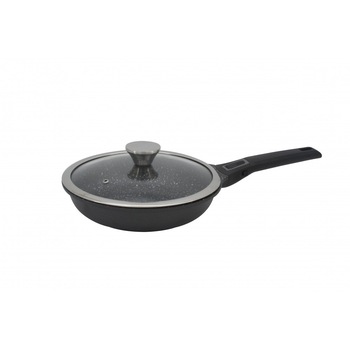 Tigaie din aluminiu Zephyr 28 cm, cu interior marmorat, iductie, capac sticla, maner detasabil Tigaie din aluminiu Zephyr 28 cm, cu interior marmorat, iductie, capac sticla, maner detasabil