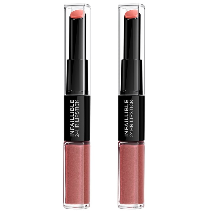 Set 2 buc Ruj lichid rezistent la transfer L'Oreal Paris Infaillible 24H 312 Incessant Russet, 5.6 ml