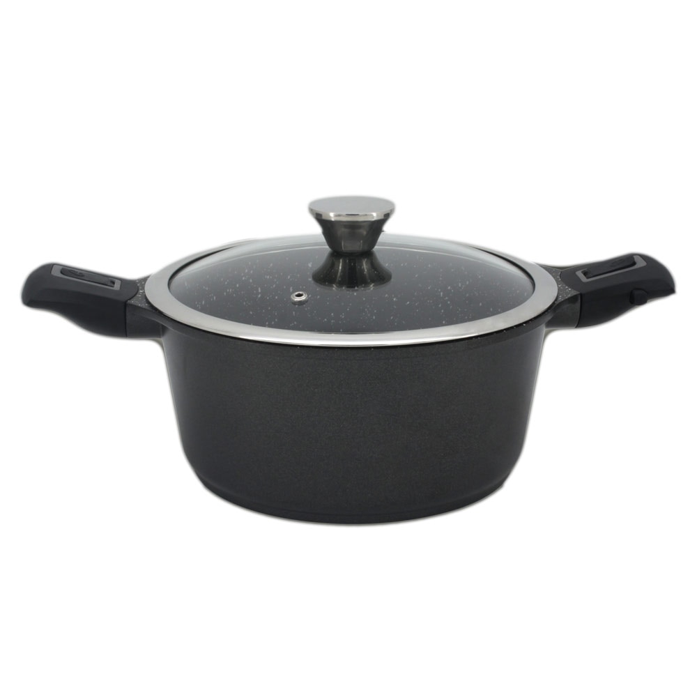 Cratita din aluminiu 4.3L Zephyr, 24cm, inductie, Marble, cu manere detasabile
