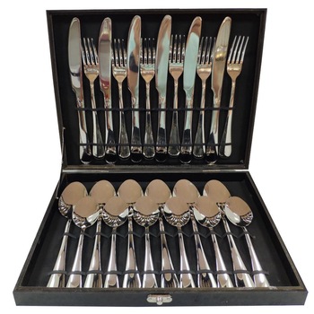Set tacamuri cu 24 bucati pentru 6 persoane , argintiu lucios din otel inoxidabil , ATS + cutie Set tacamuri cu 24 bucati pentru 6 persoane , argintiu lucios din otel inoxidabil , ATS + cutie