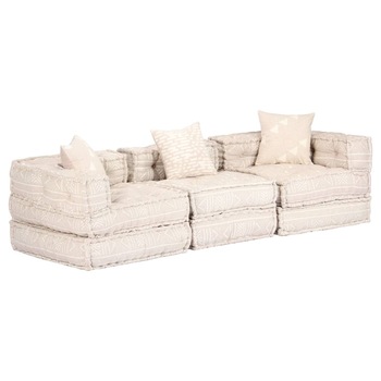 Canapea modulara cu 3 locuri, vidaXL, Tapiterie poliester, Bej, 200 x 70 x 56 cm Canapea modulara cu 3 locuri, vidaXL, Tapiterie poliester, Bej, 200 x 70 x 56 cm