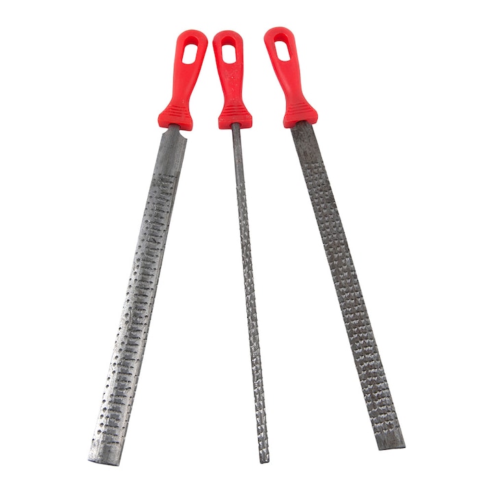 Set 3 raspile pentru lemn, 200mm, maner plastic, Top Tools 06A530