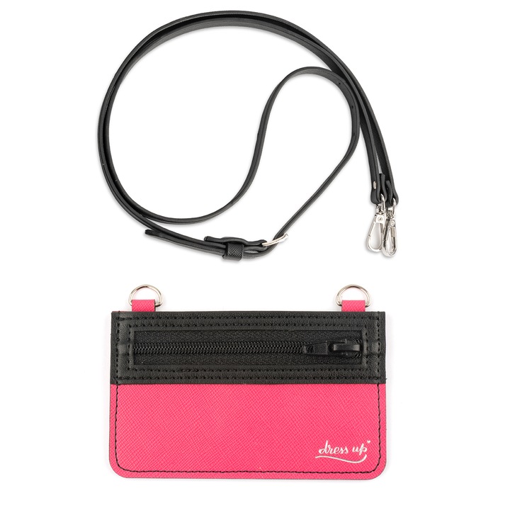 Buzunar cu fermoar pentru carduri, atasabil la orice dispozitiv mobil, 4smarts DressUP, roz