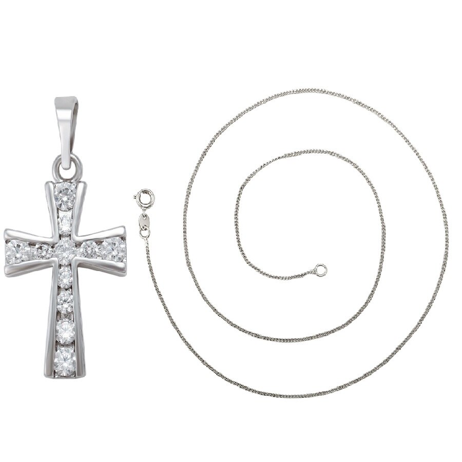Lantisor cruciulita dublu placat Rodiu,lungime 45 cm
