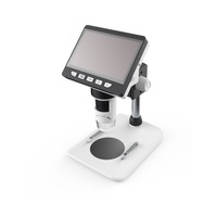 Microscop digital cu ecran LCD 4.3" color, Chigoods, imagine FullHD, magnificare: 50-1000x, iluminare 8 LED-uri, Negru/Alb