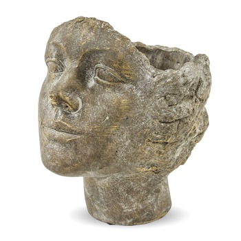 Ghiveci de piatra, forma cap femeie, dimensiune 23x18 cm Ghiveci de piatra, forma cap femeie, dimensiune 23x18 cm