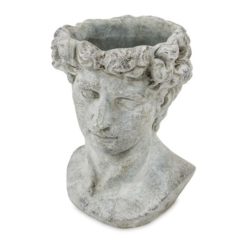 Ghiveci de piatra, forma cap barbat, gri, dimensiune 23x17 cm Ghiveci de piatra, forma cap barbat, gri, dimensiune 23x17 cm