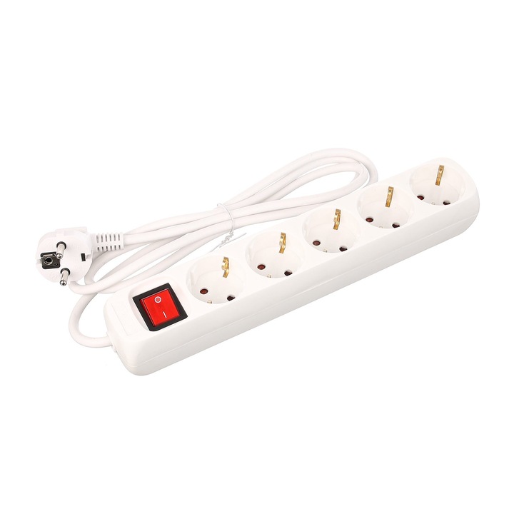 Удължител Strohm 5P 2300 W 1.5 m бял