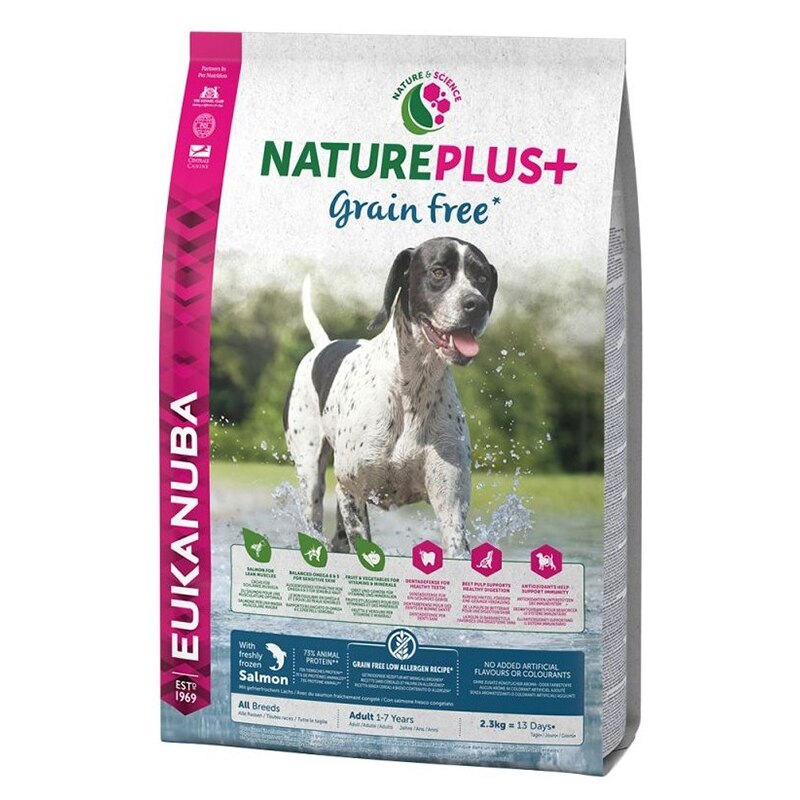 Hrana uscata pentru caini Eukanuba NaturePlus Grain Free Allbreed, Adult, Somon, 2.3Kg