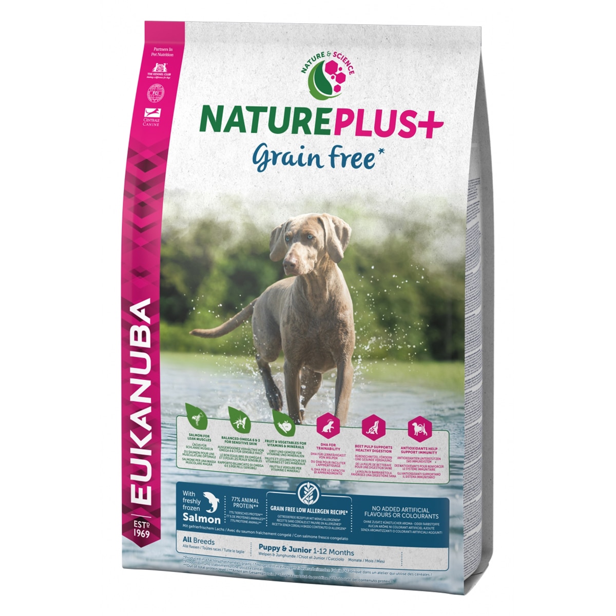 Hrana uscata pentru caini Eukanuba NaturePlus Grain Free Allbreed, Puppy & Junior, Somon, 10Kg